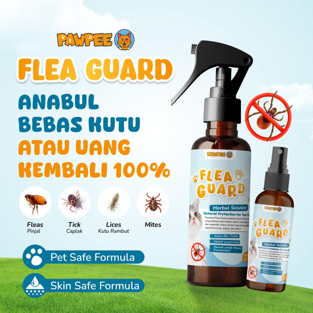 FLEA GUARD SPRAY KUTU KUCING ANJING OBAT PEMBASMI KUTU ANABUL SAMPAI TELURNYA FLEA REMOVER AMAN DIJI