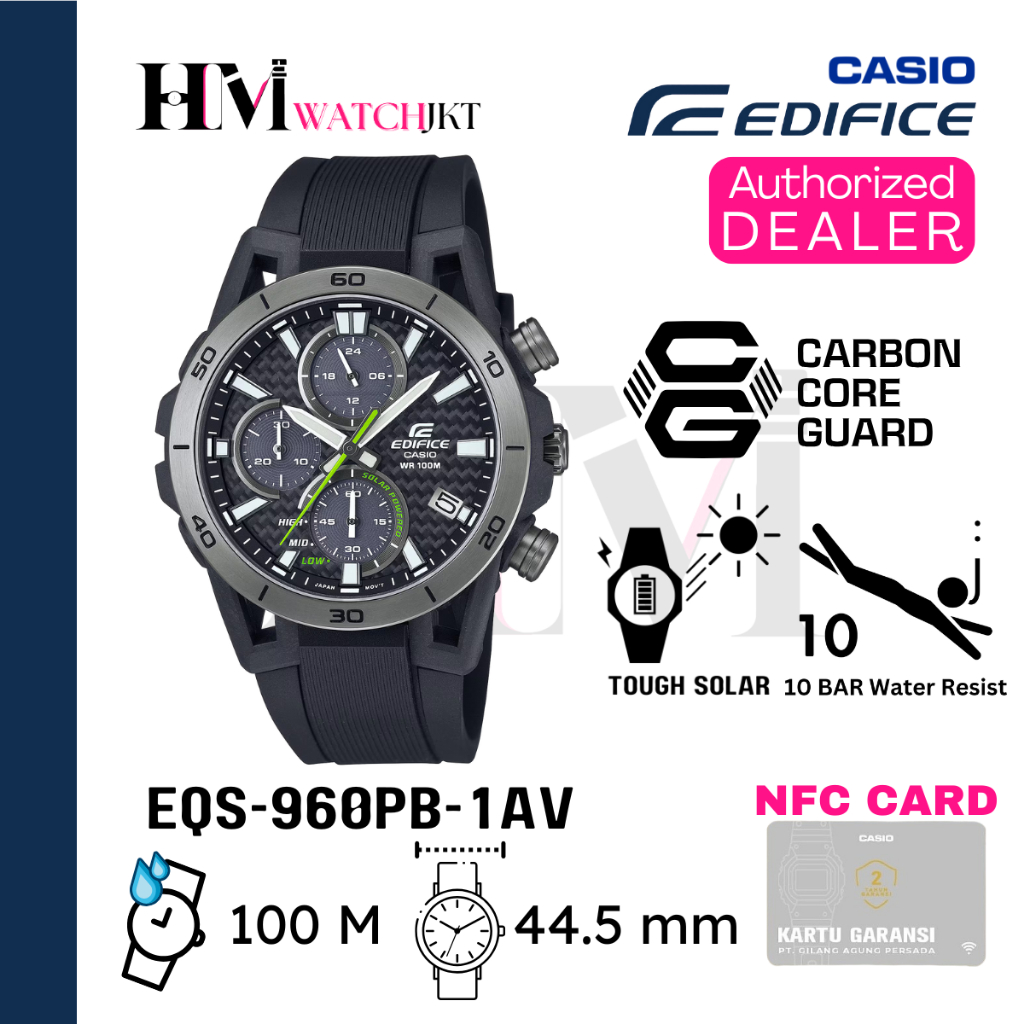 CASIO EDIFICE EQS-960PB-1AVUDF Jam Tangan Pria Original Analog Chronograph Solar Antiair EQS-960PB-1