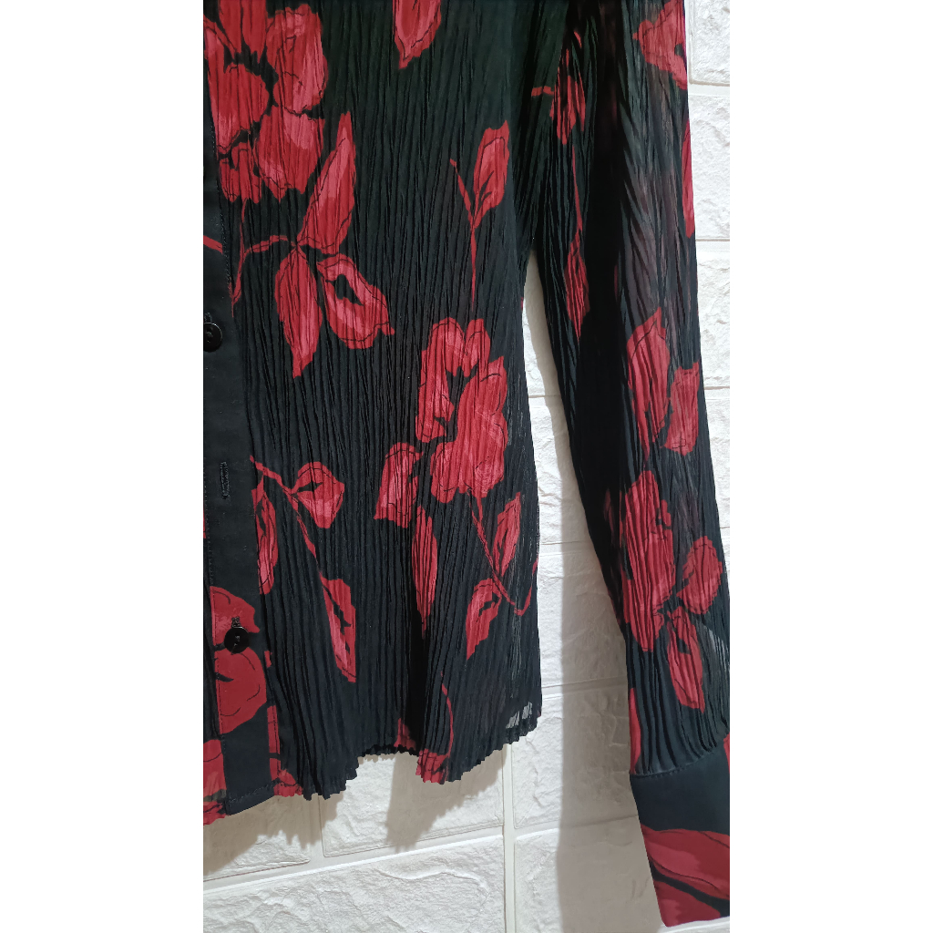 Mark & Spencer - Kemeja Wanita pola daun lengan panjang