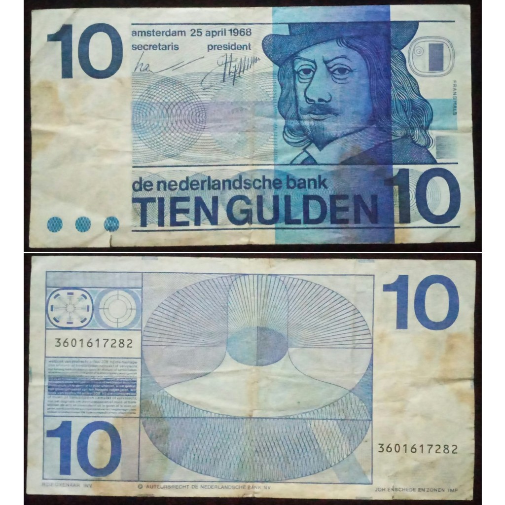 Uang Nederland/ Belanda 10 Gulden 1968