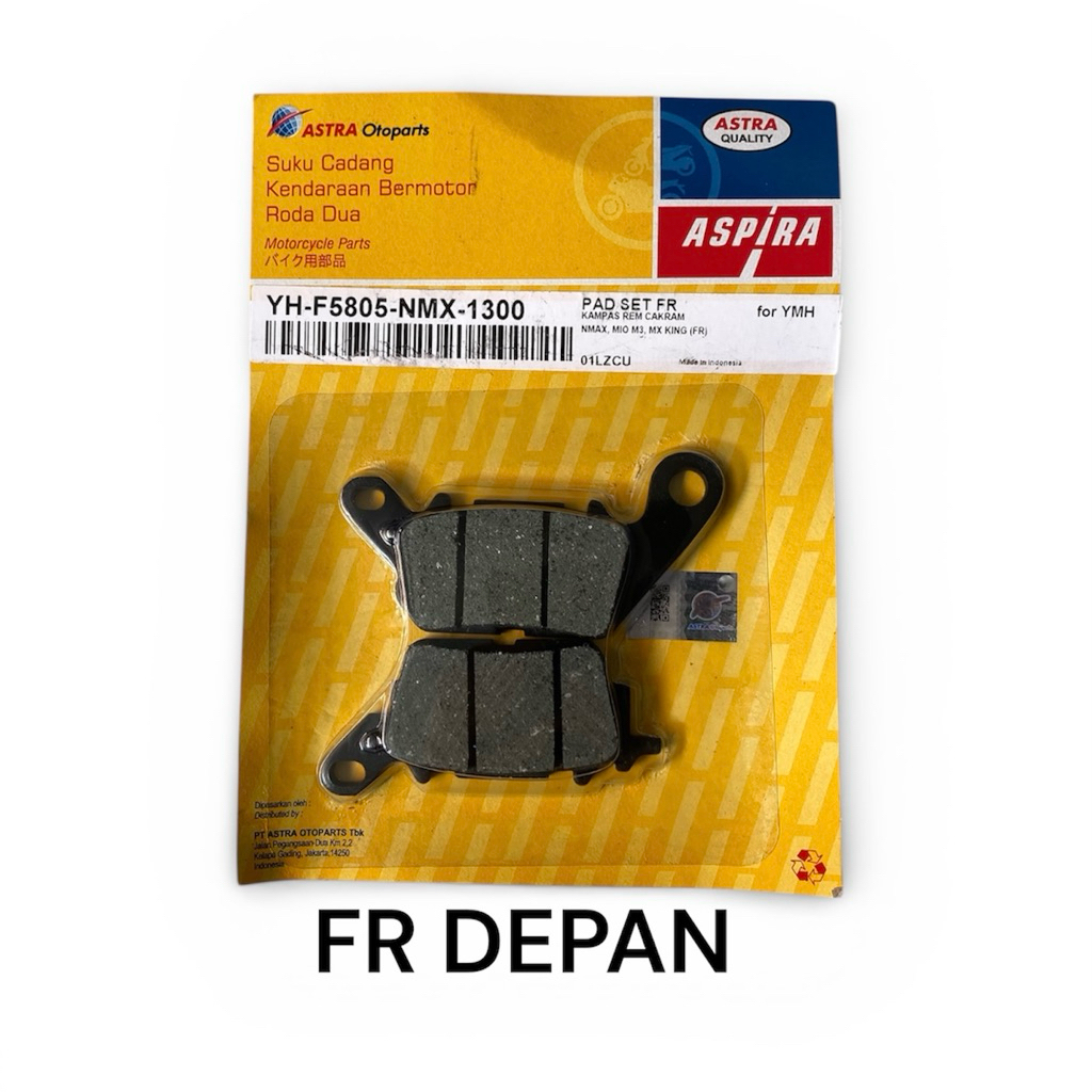Pad set kampas rem cakram FR depan NMX-1300 nmax mio m3, mx king fr original aspira