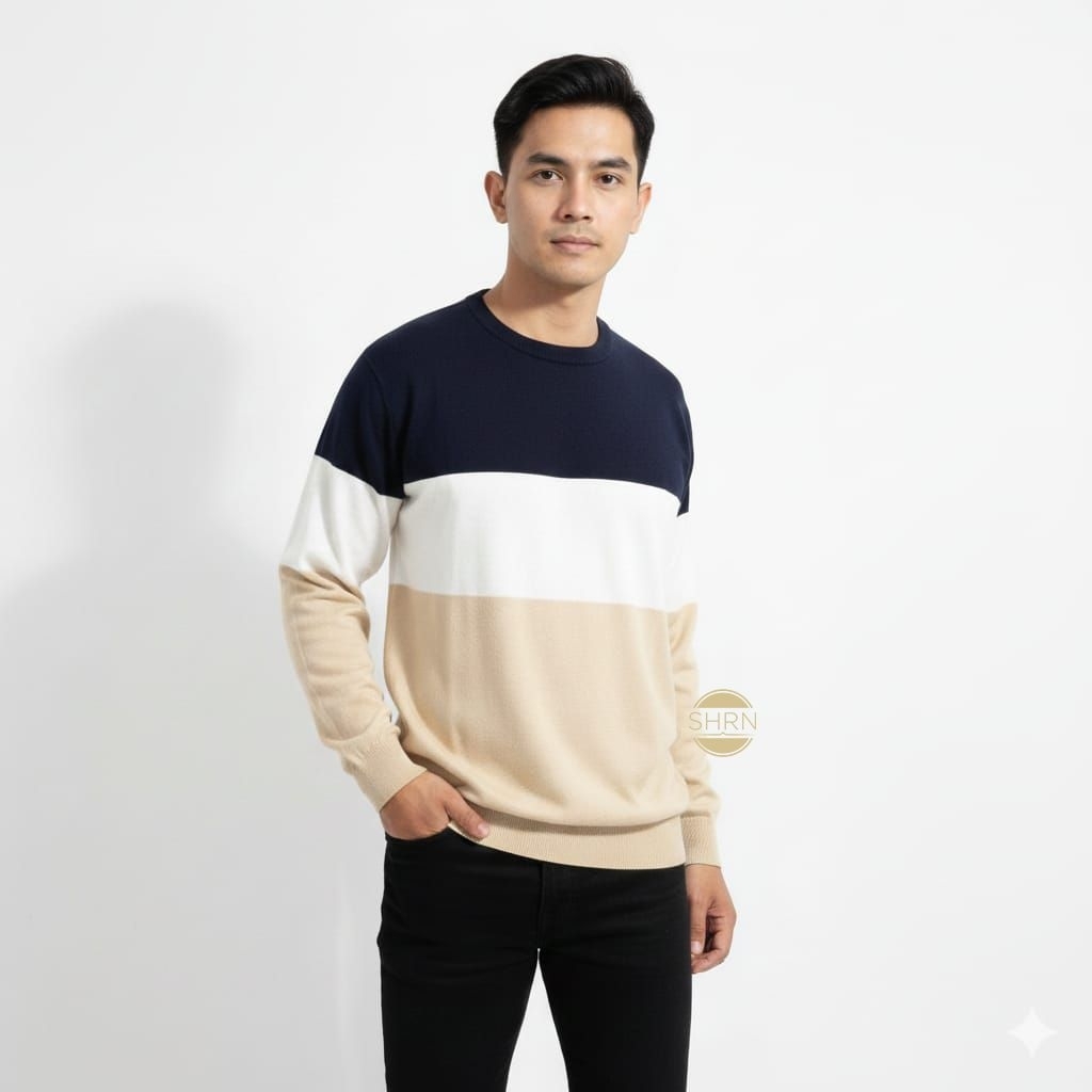 Sweater Baju Hangat Bahan Rajut Premium Pria Dewasa Terlaris Kekinian Kerah Bulat O Neck