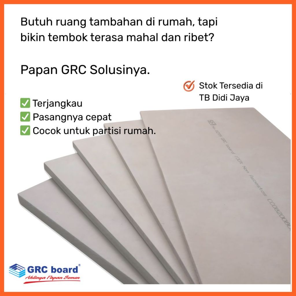 GRC Board Tebal 4mm - Papan Asbes Untuk wilayah Kabupaten Kendal