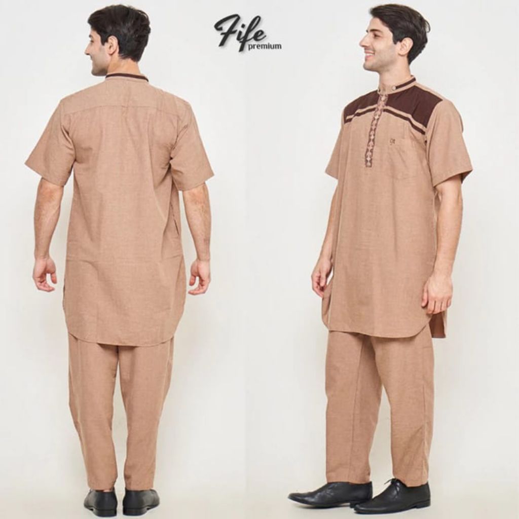 Setelan Baju Koko Kurta Pakistan  Pria Dewasa Lengan Pendek