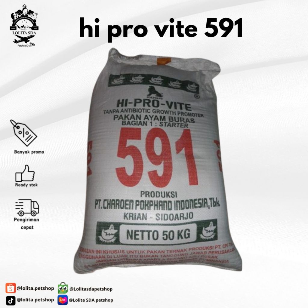 hi pro vite pakan ayam buras 591 kemasan 1 sak 50kg