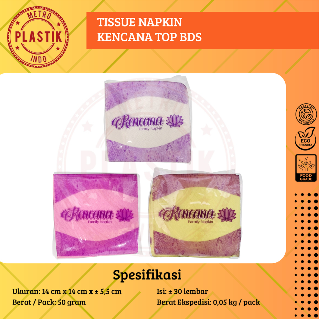 Tissue Napkin Putih / Warna | Tisu Meja Makan