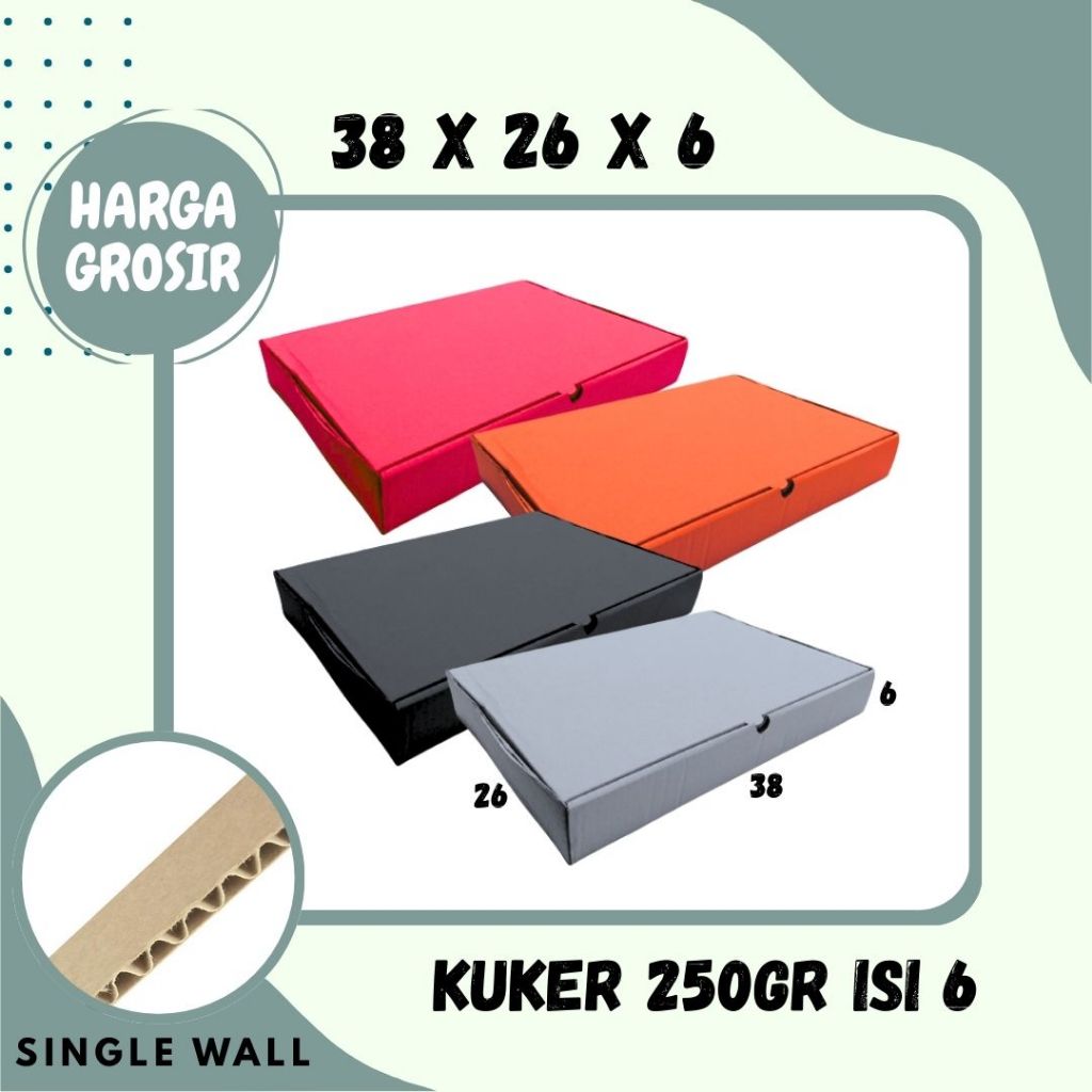 Box Kuker 38x26x6 LD (KuKer Toples 250gr isi 6) Kardus Pizza Lebaran/Kue Kering/Box hampers/idul fit
