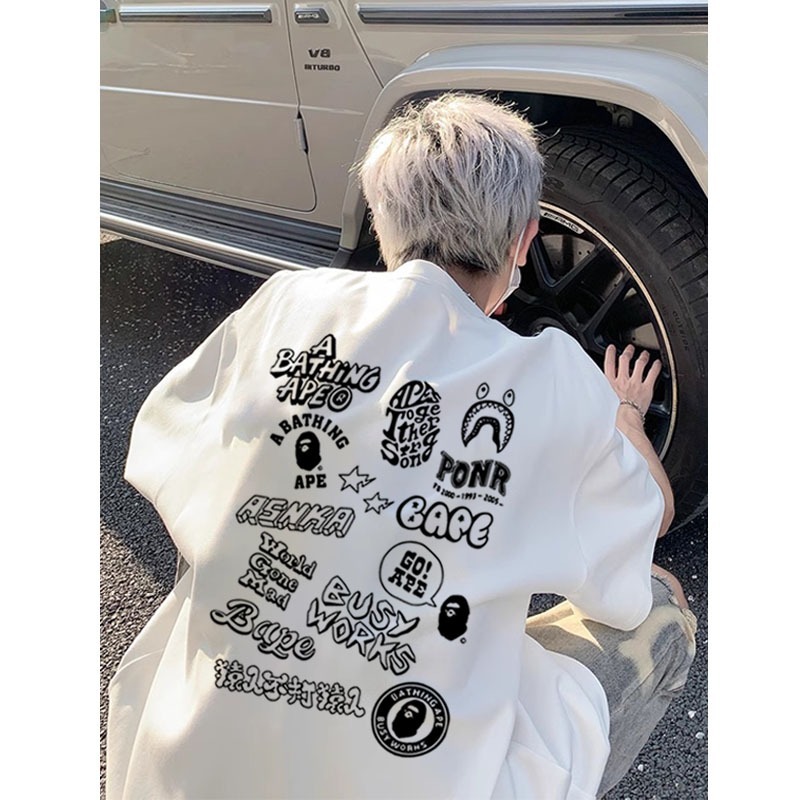 Kaos cowok keren Kaos Pria 100% Katun dengan Motif Huruf Sederhana Kerah Bulat Versatile Kaos Lengan