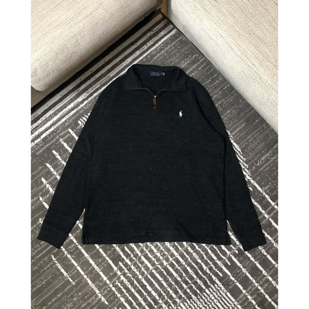 Quarter Halfzip Dark Grey Polo Ralph Lauren Pria Wanita Cotton Original