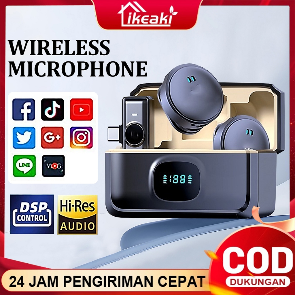 Q8 Dual Mikrofon Wireless Mikrofon hp Lavalier Microphone wireless Plug