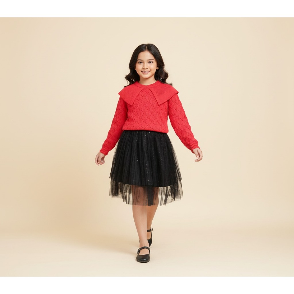 ALIFA GIRL SET Setelan Anak Perempuan Baju Anak  Import Sweater Premium Lengan Panjang + Rok Tutu Fa