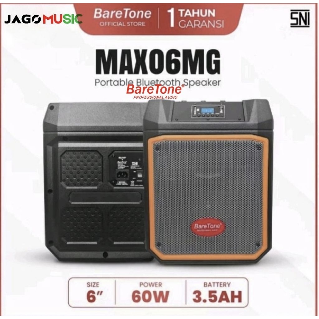 Baretone Speaker Portable MAX06MG Speaker Bluetooth 6inch Speaker Baretone MAX