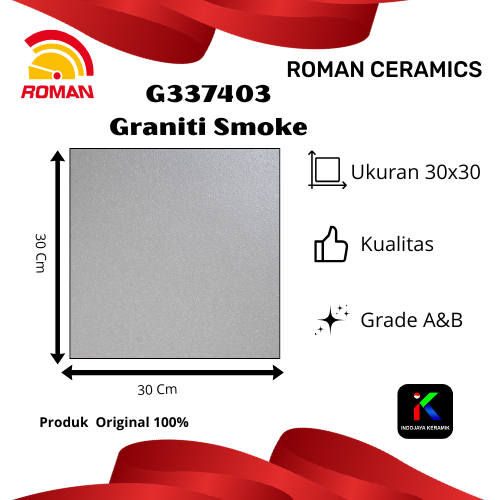 Keranik ROMAN / 2G337403 Graniti Smoke / Keramik Lantai 30x30 / Kw2