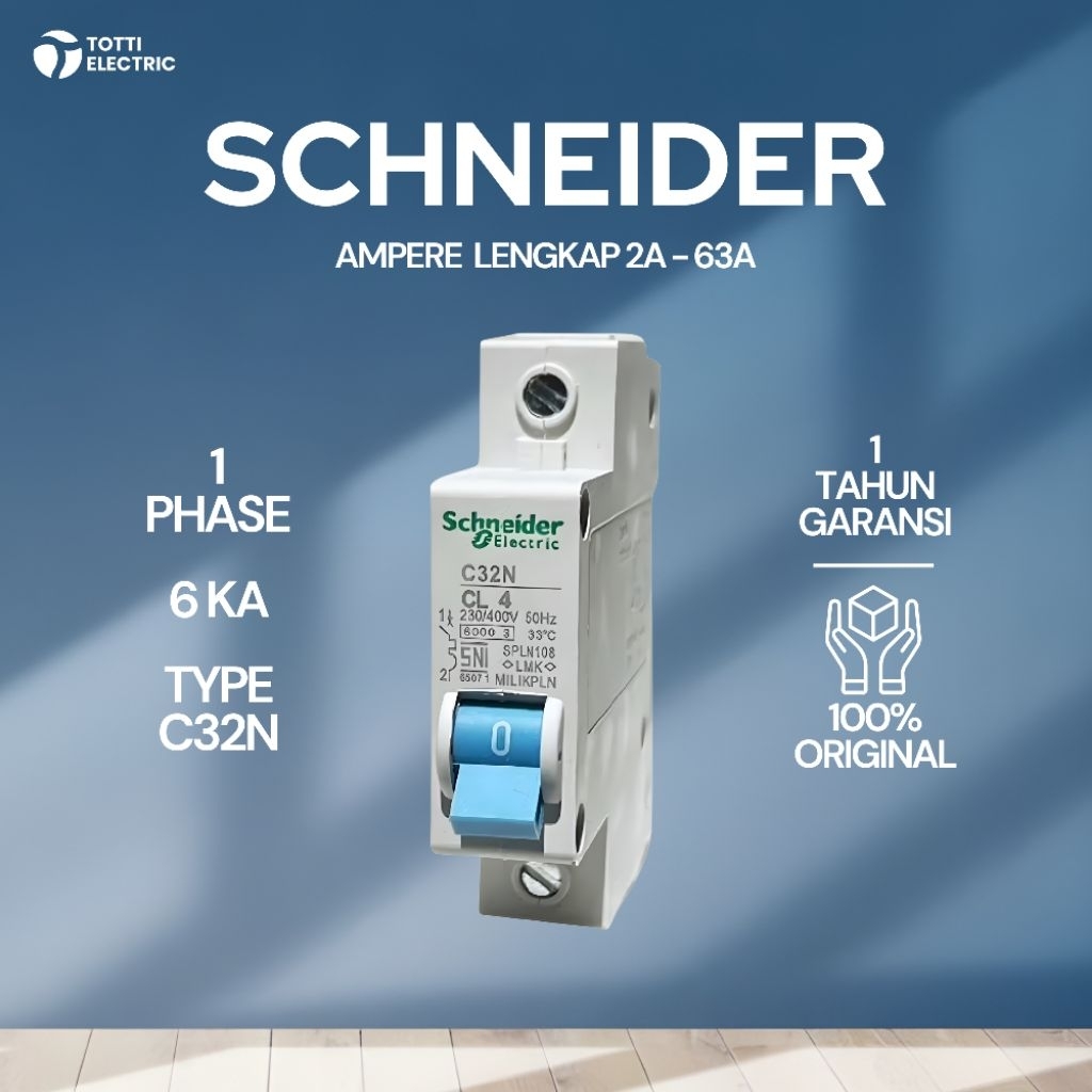 MCB Schneider BIRU PLN 1P | Mini Circuit Breaker Original SNI | 2A 4A 6A 10A 16A 20A 25A 32A 40A 63A