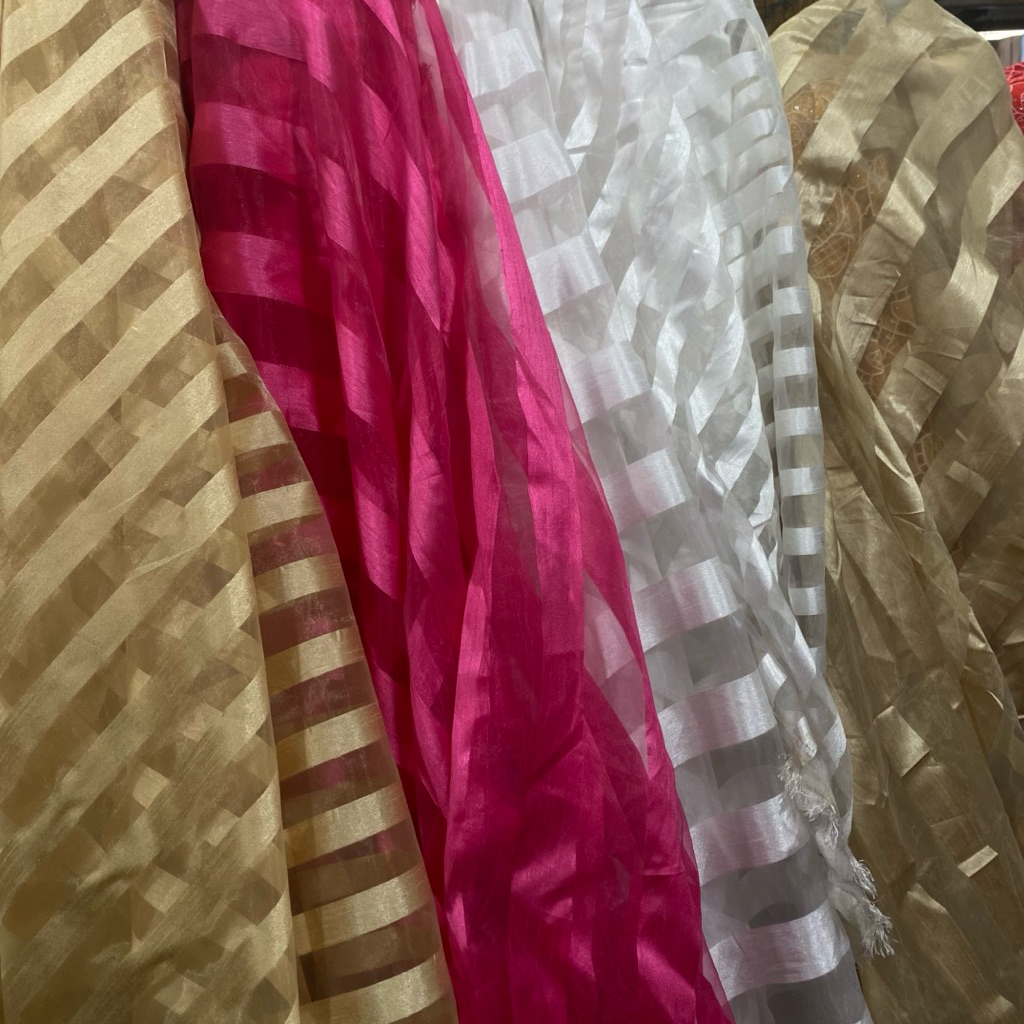 kain organza premium motif salur harga per 0.5 meter