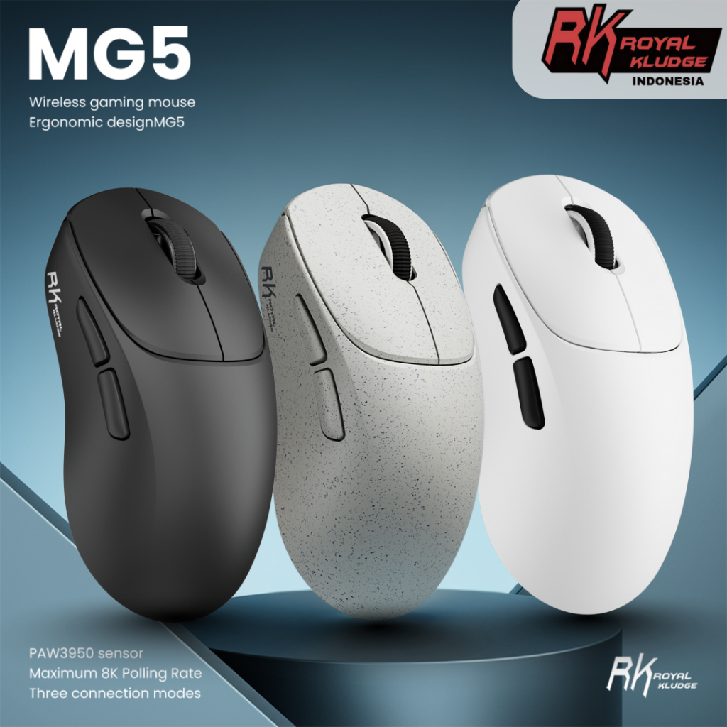 ROYAL KLUDGE RK MG5 Ergo Shape Mouse Gaming Wireless Tri-Modes 42K DPI Lightweight Computer Mouse wi