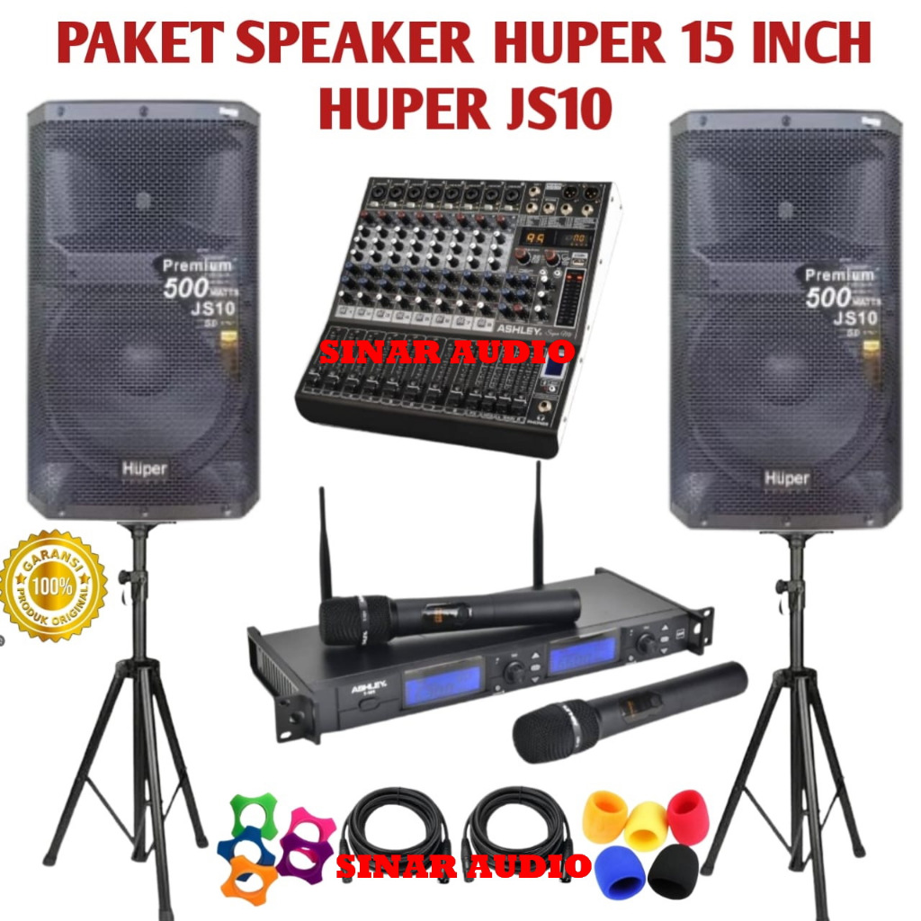 Paket Sound System Aktif Huper Js10 Original Speaker Aktif Huper Js10 15inch