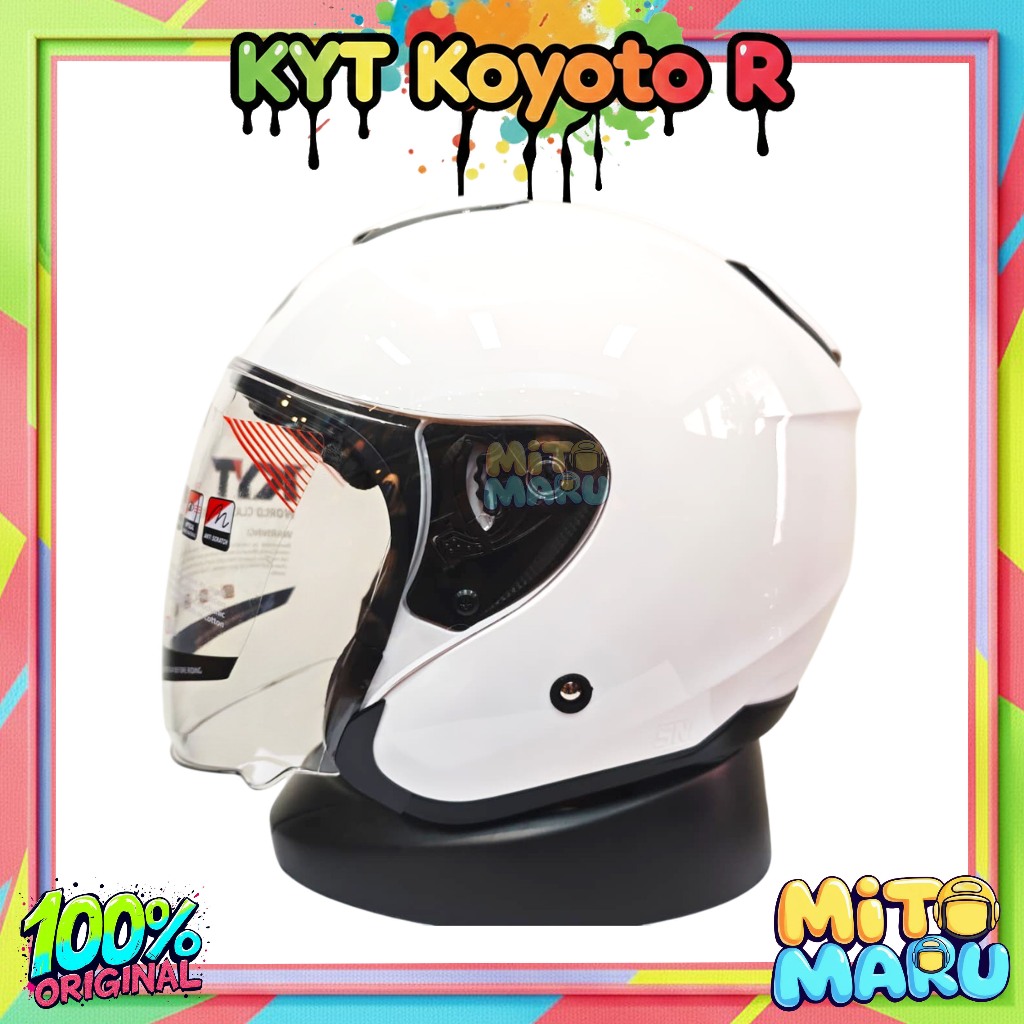 HELM KYT KYOTO R WARNA PUTIH VISOR CLEAR ORIGINAL KYT