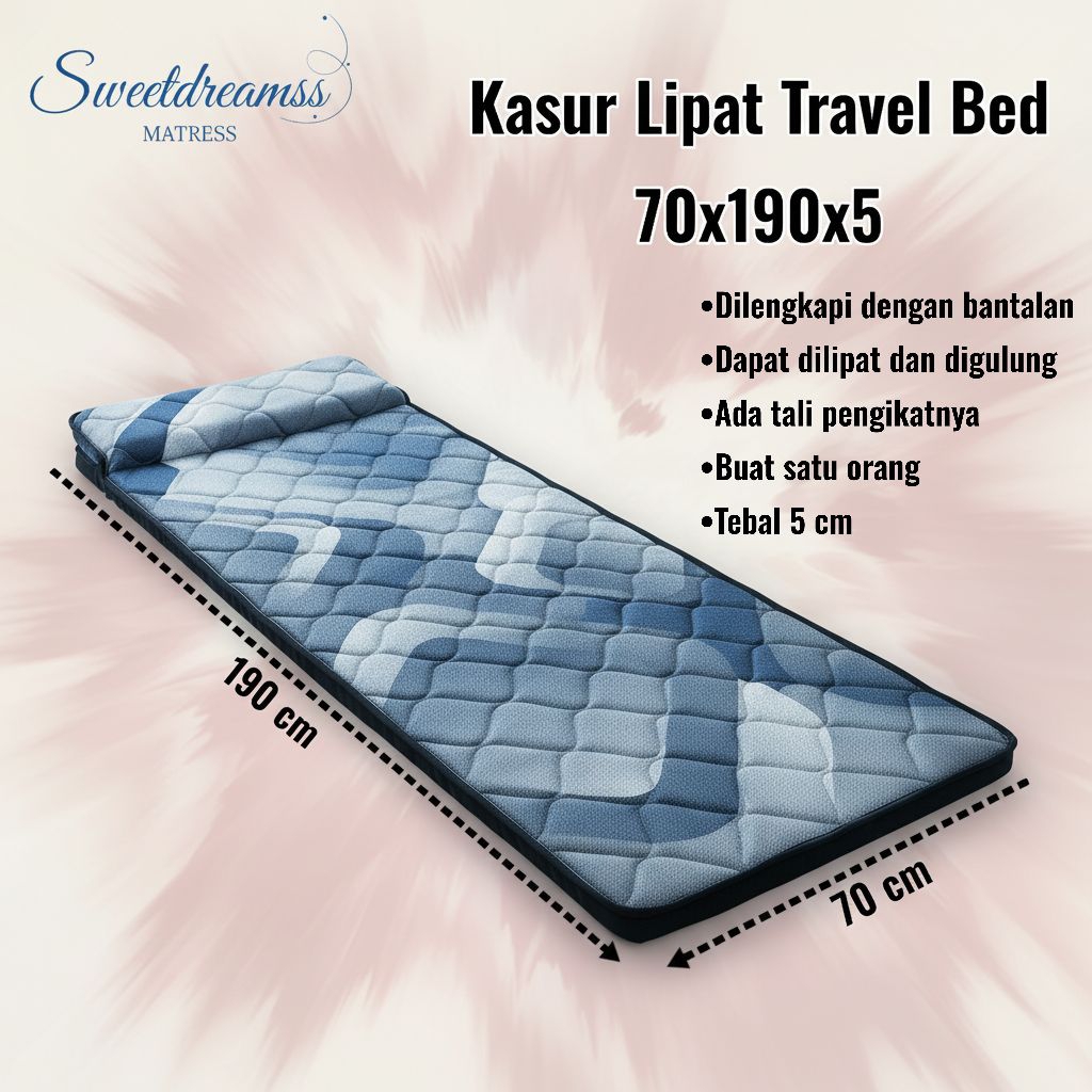 Kasur Lipat Travel Bed/Kasur lantai minimalis kain springbed mewah dan elegan Tebal 5 cm