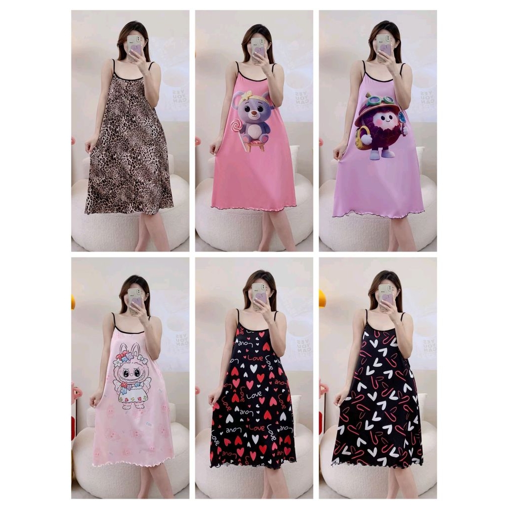 Daster wanita seksi tali kecil piyama pajamas premium baju tidur karakter