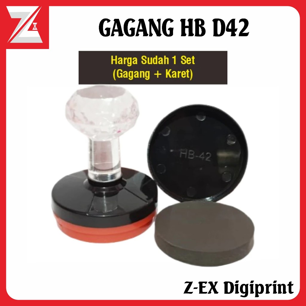 Gagang Stempel Flash HB D42 + Karet Kristal Premium