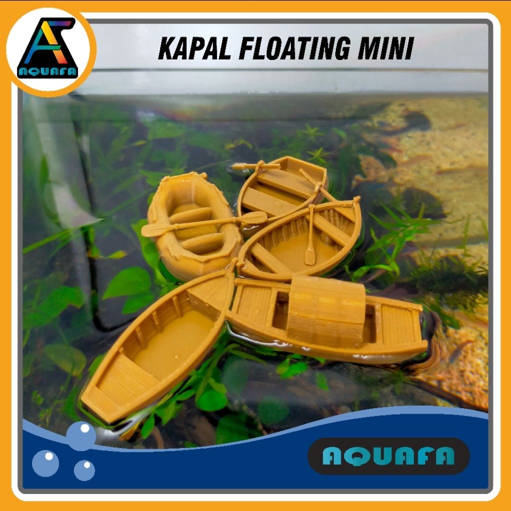 Hiasan Aquarium Kapal Mini Floating – Kapal Mengapung Dekorasi Aquascape Plastik Kayu | Kapal Aquari