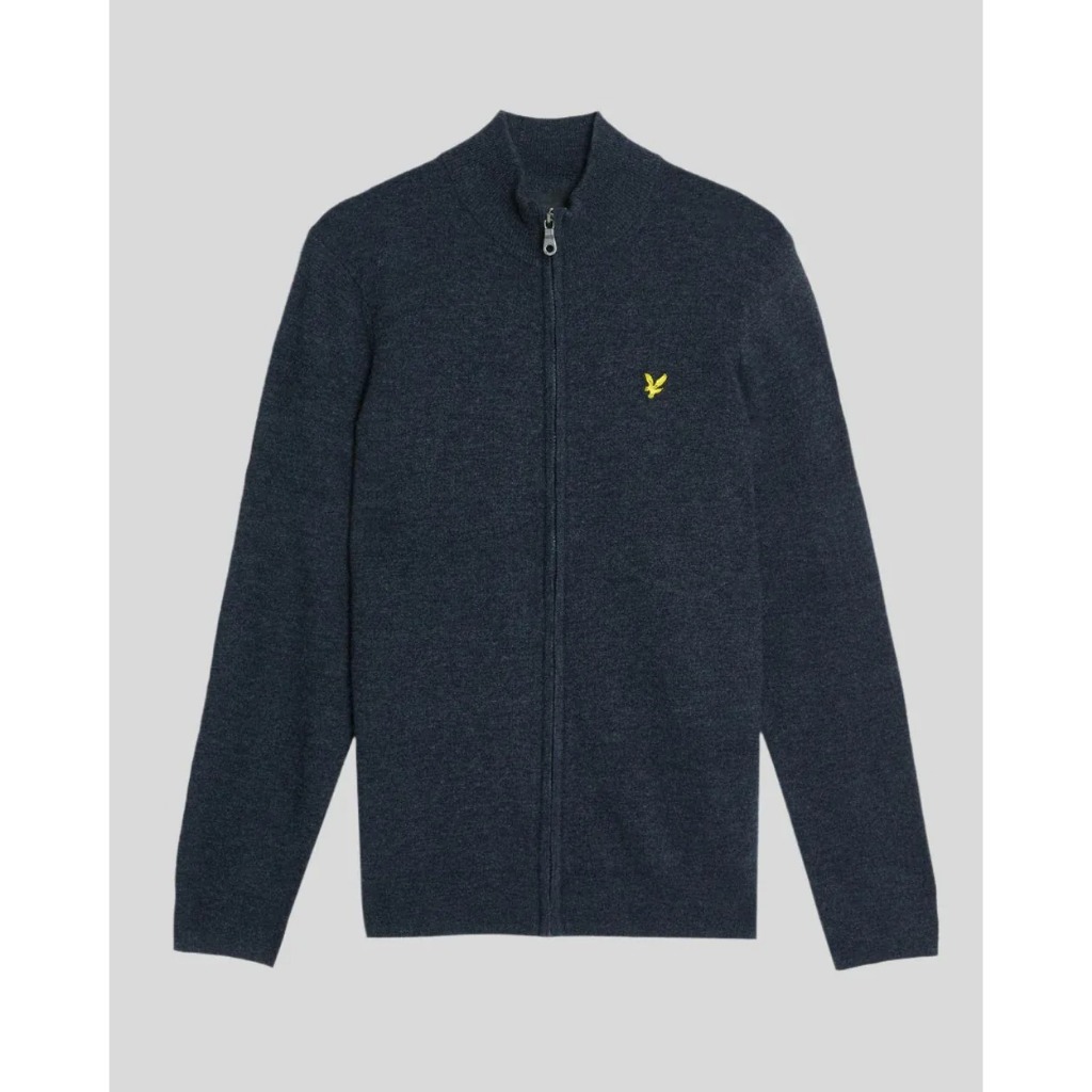 Lyle & Scott Lambswool Blend Zip Through Cardigan (Navy Marl) Original