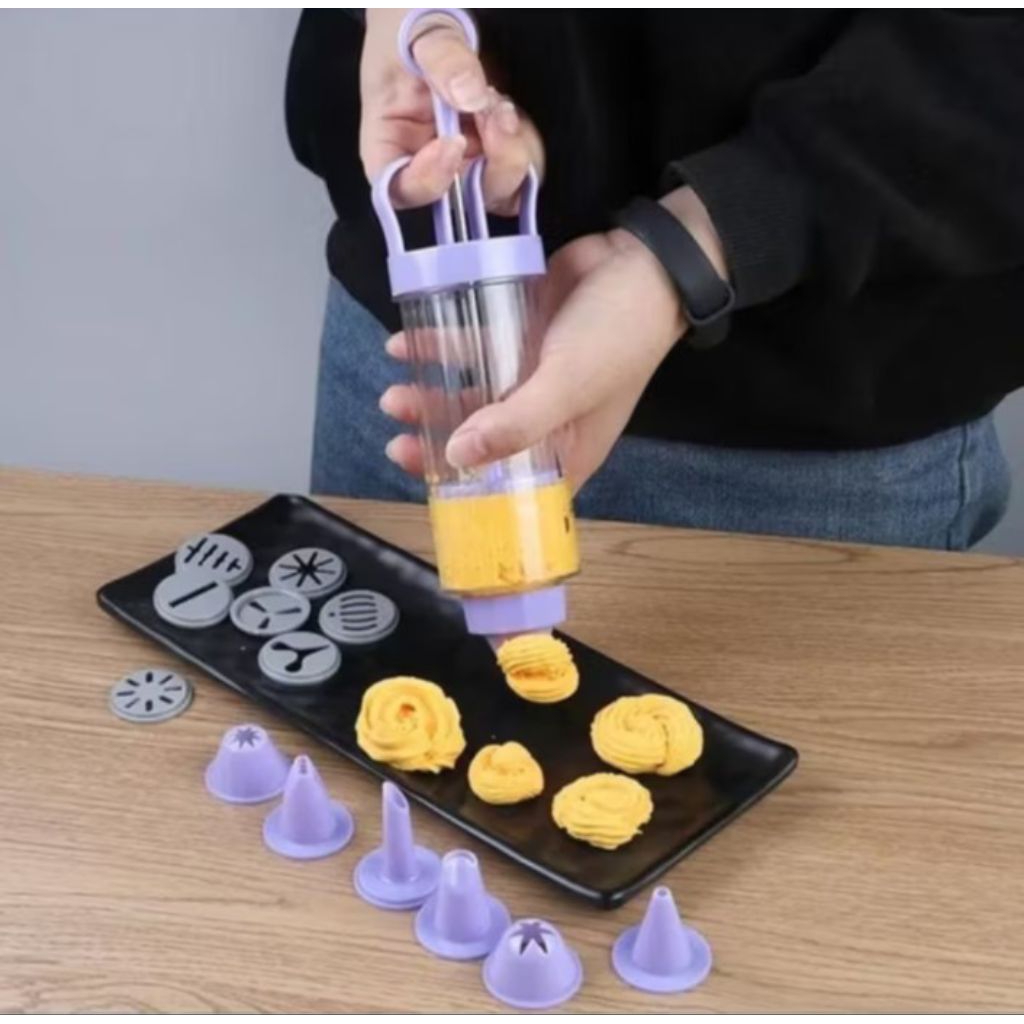 Alat hias kue cetakan kue kering biskuit krim motif bunga cake decoration set 19 in 1