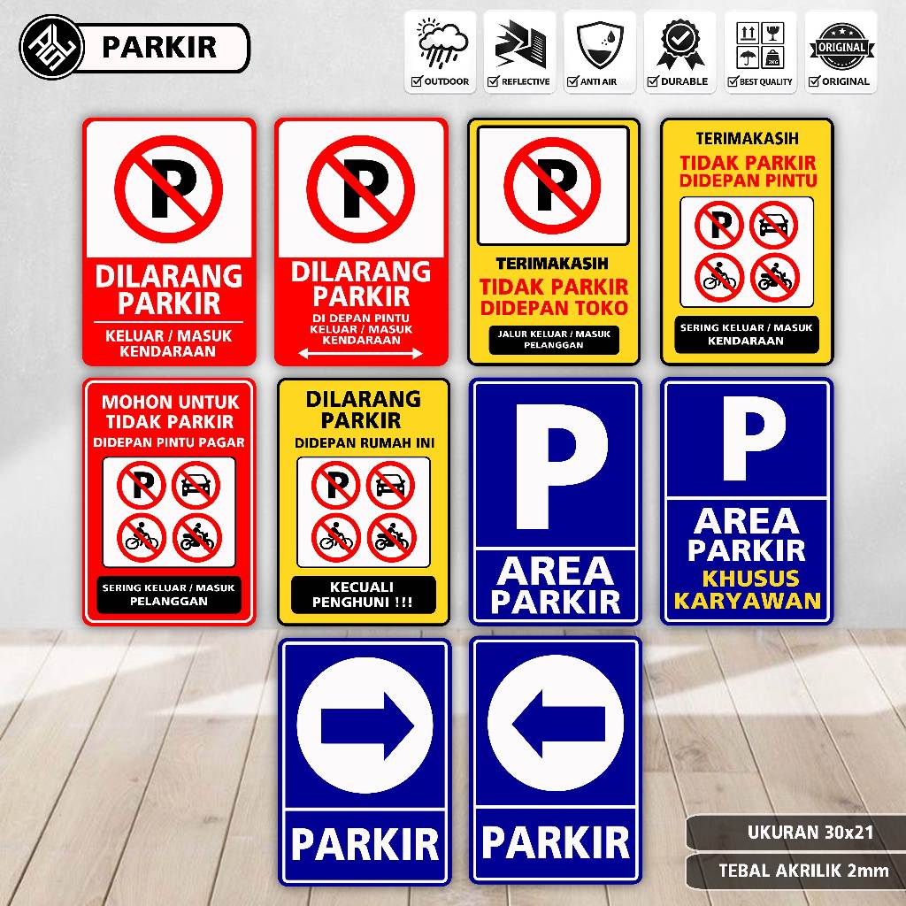 Akrilik Parkir Area, dilarang parkir,arah parkir,area jangan parkir  -  UV Printing ALL PARKIR 1