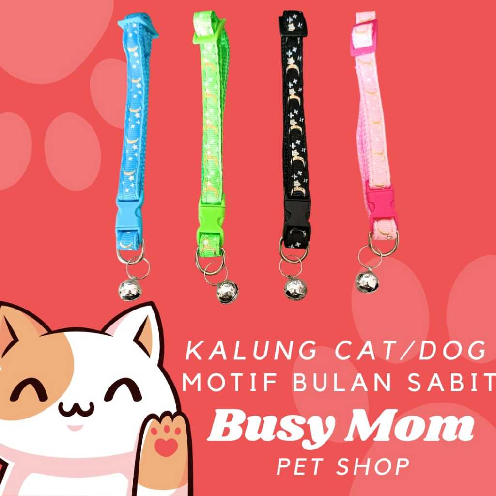 Motif Bulan Sabit Kalung Lonceng Anjing Kucing Kelinci Musang Dog Cat Rabbit Collar Motif Lucu