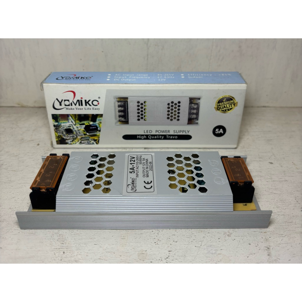 Power Supply Mini Slim Yomiko 12V 5A 30A / Adaptor Power Supply Yomiko 12V 5A 30A