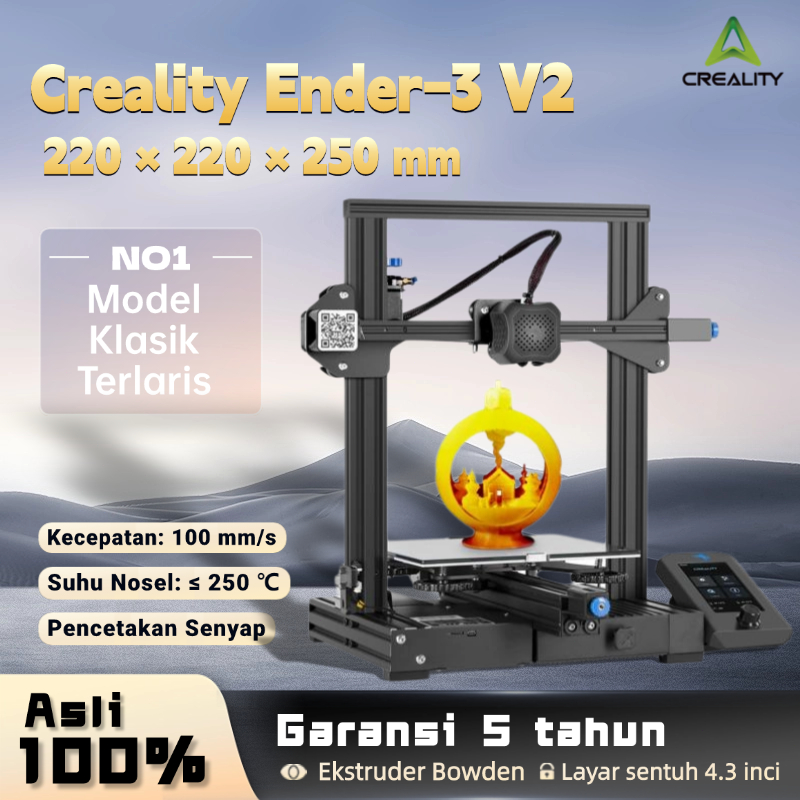 Creality Ender-3 V2 3D Printer Klasik Tingkat Pemula Dengan Motherboard Senyap V-track Presisi Tingg