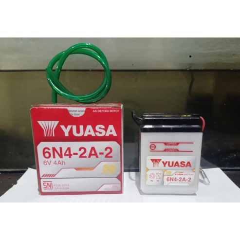 ACCU AKI SAJA 6N4-2A 6 VOLT 4 AMPERE YUASA V80 , V75 , RXS , A100 , GP100 , FR80 , C70 (ENGKEL)