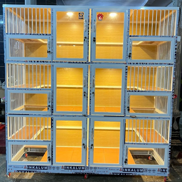 KANDANG ALUMINIUM 6 RUANG +PINTU LITTERBOX/KANDANG KUCING BREEDING/KANDANG  PREMIUM