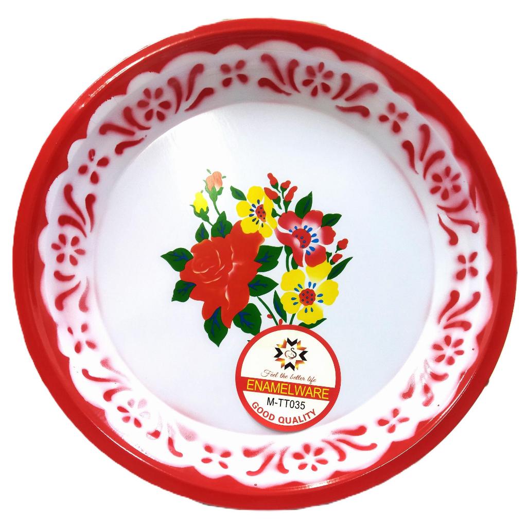 Nampan Bulat/Baki Stainless motif sederhana 0.6 mm 34 Cm