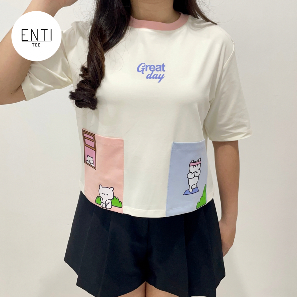 ENTITEE Crop Tumblr Tee Great Day | Baju Tumblr Tee | Kaos Tumblr Tee | Kaos Crop Wanita | Kaos Kant