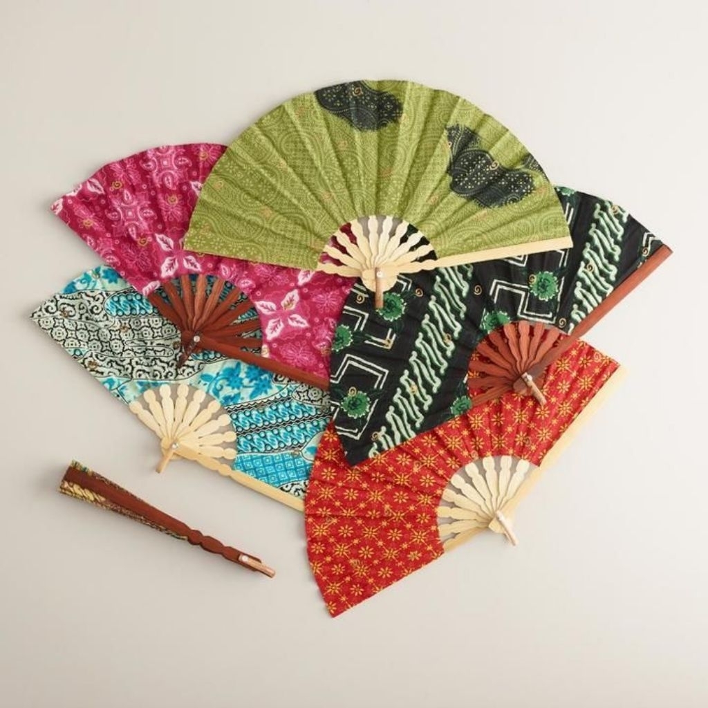 Kipas Batik Souvenir Pernikahan 30cm - Model Jumbo, Motif Campuran, 20 Jari