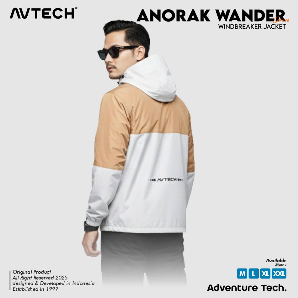AVTECH - Jaket Pria Wanita Windbreaker Waterproof Outdoor Gunung Motor Harian - ANORAK WANDER