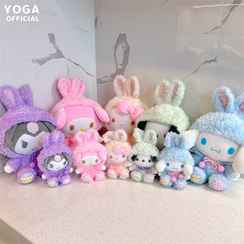 BONEKA CINNAMOROLL KUROMI MELODY HELLO KITTY POCHACCO DOG HOODIE FLUFFY CORAK LUCU sh kies