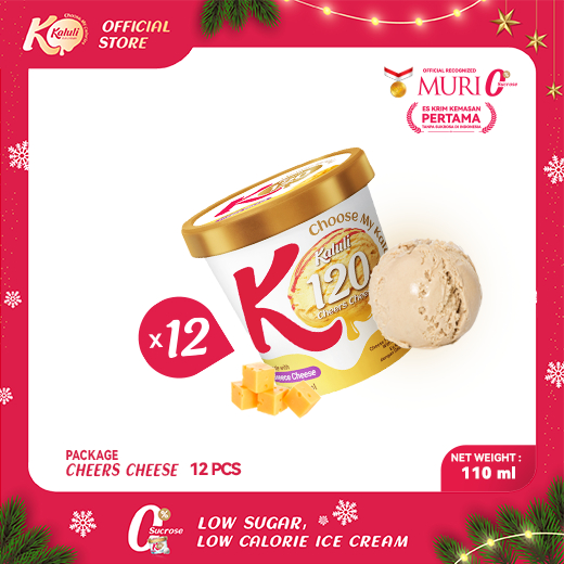 Kaluli Cheers Cheese Strawberry Cup (1 karton=12 cup) - Low Fat Low Calorie Ice Cream Es Krim Kaluli