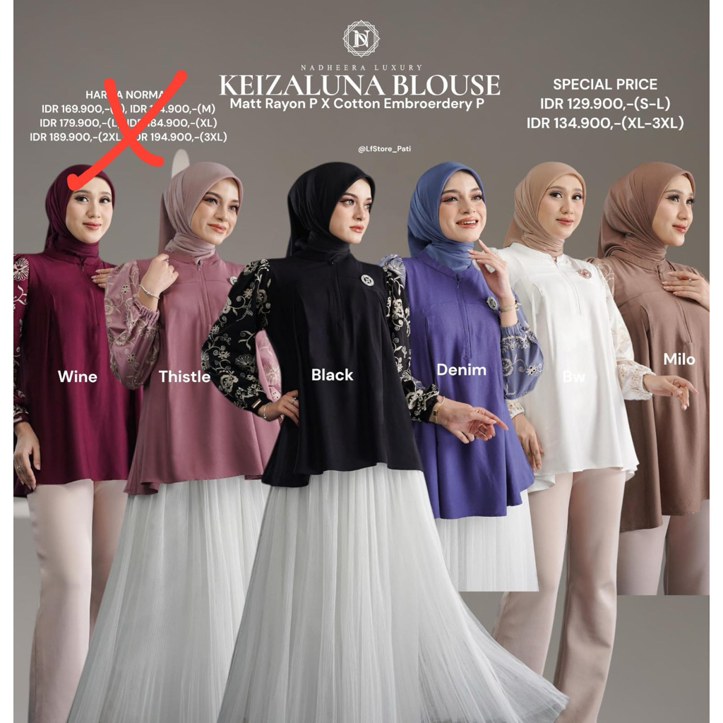 KEIZALUNA BLOUSE RAYON ADEM NADHEERA LUXURY || BLOUSE SIMPEL || OUTFIT DAILY || NADHEERA  LUXURY