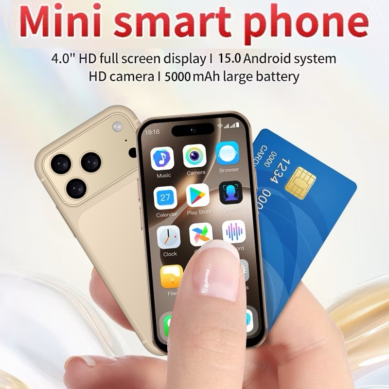 hp mini Smartphone ip17pro max mini phone ram 8/512GB jaringan 3G/4G Garansi ponsel mini 4 inci