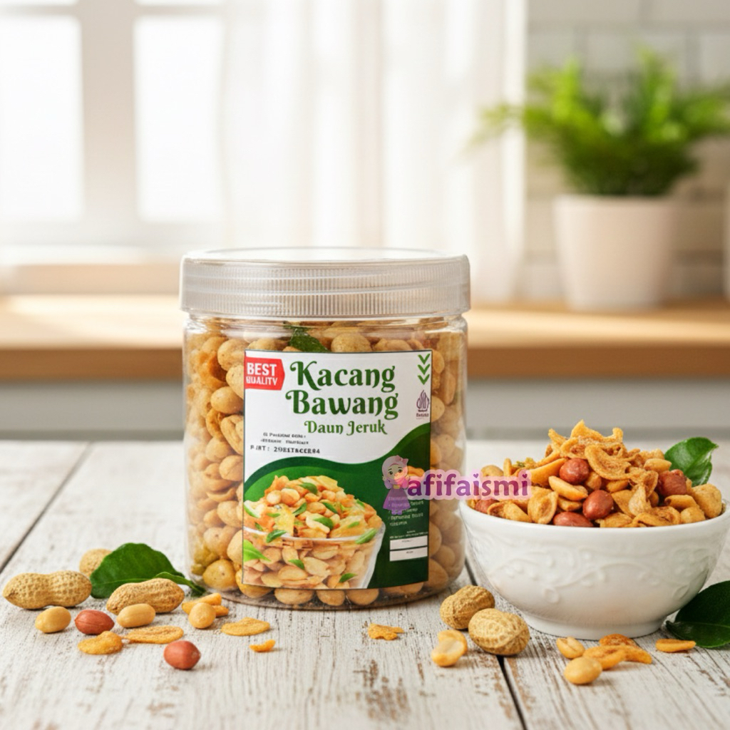 [Toples 400gram] Kacang Bawang daun Jeruk Empuk gurih kemasan toples 400gram