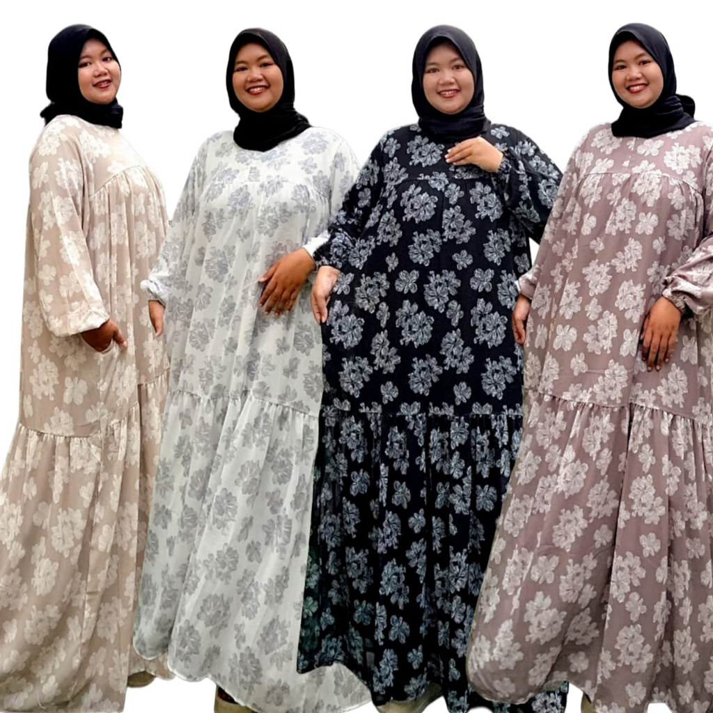 Zeba | Anita Dress Super Jumbo LD140 LD150 LD160 Gamis Pesta Lebaran Ceruty Babydoll Furing Full