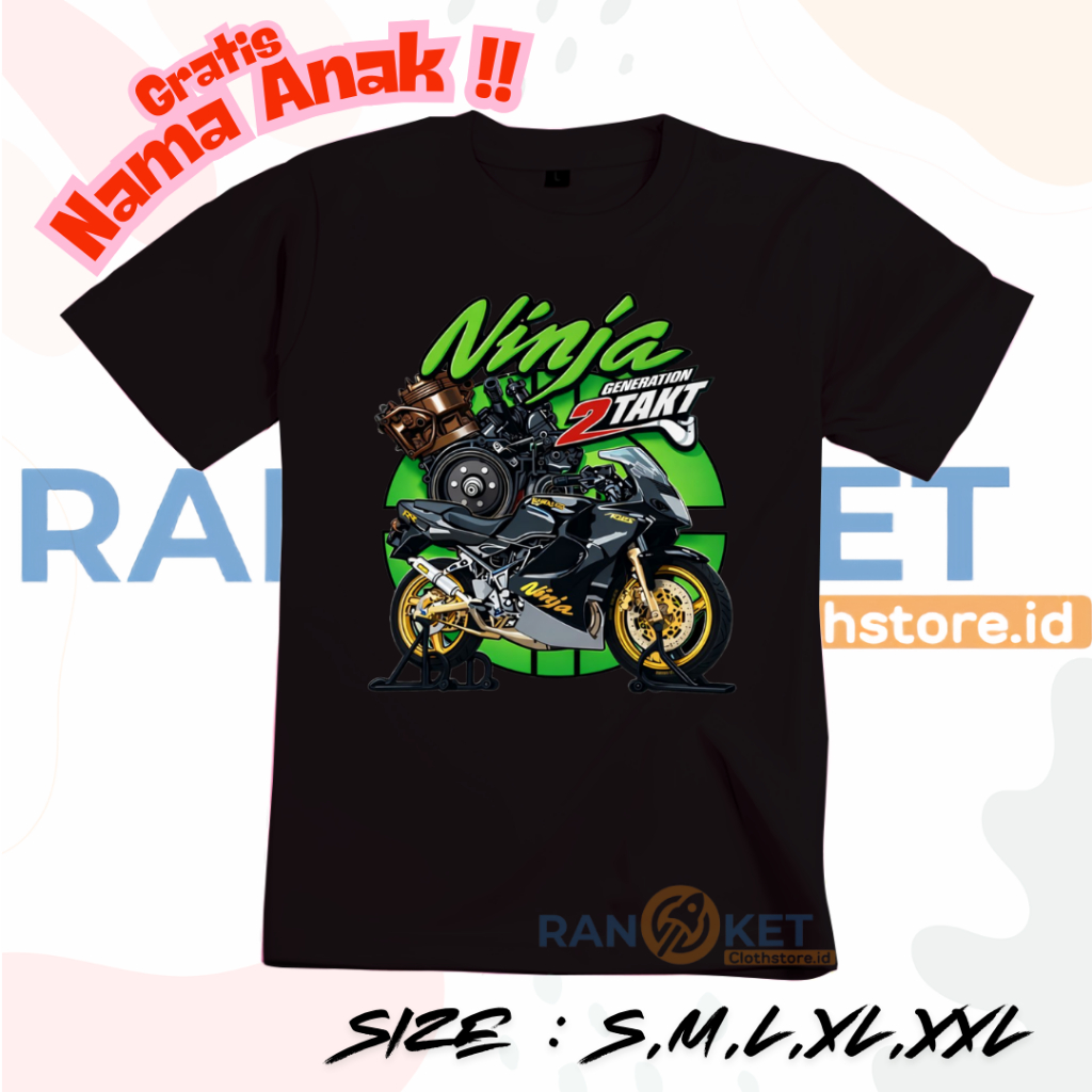 Kaos Anak Motor Kawasaki Ninja | Baju Anak Motor Kawasaki Ninja Murah Terbaru COD [ FREE NAMA ]