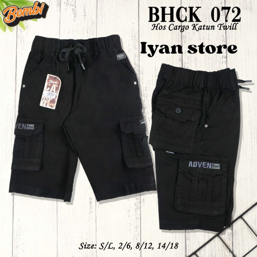 CELANA ANAK LAKI-LAKI BOMBI CARGO PENDEK KHUSUS WARNA HITAM