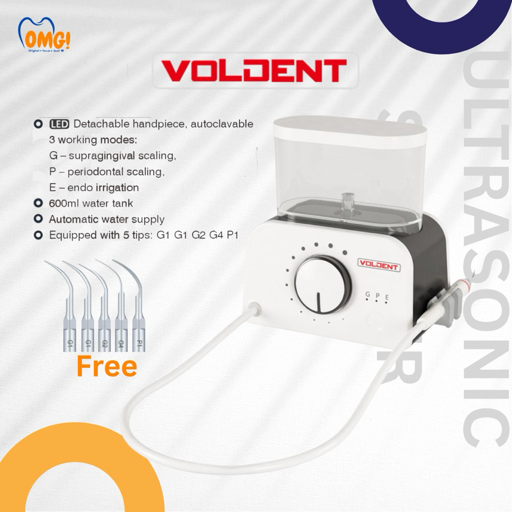 Ultrasonic Scaler LED Voldent Dental Scaler with Tube LED Handpiece (Dental Ultrasonic Scaler Unit V