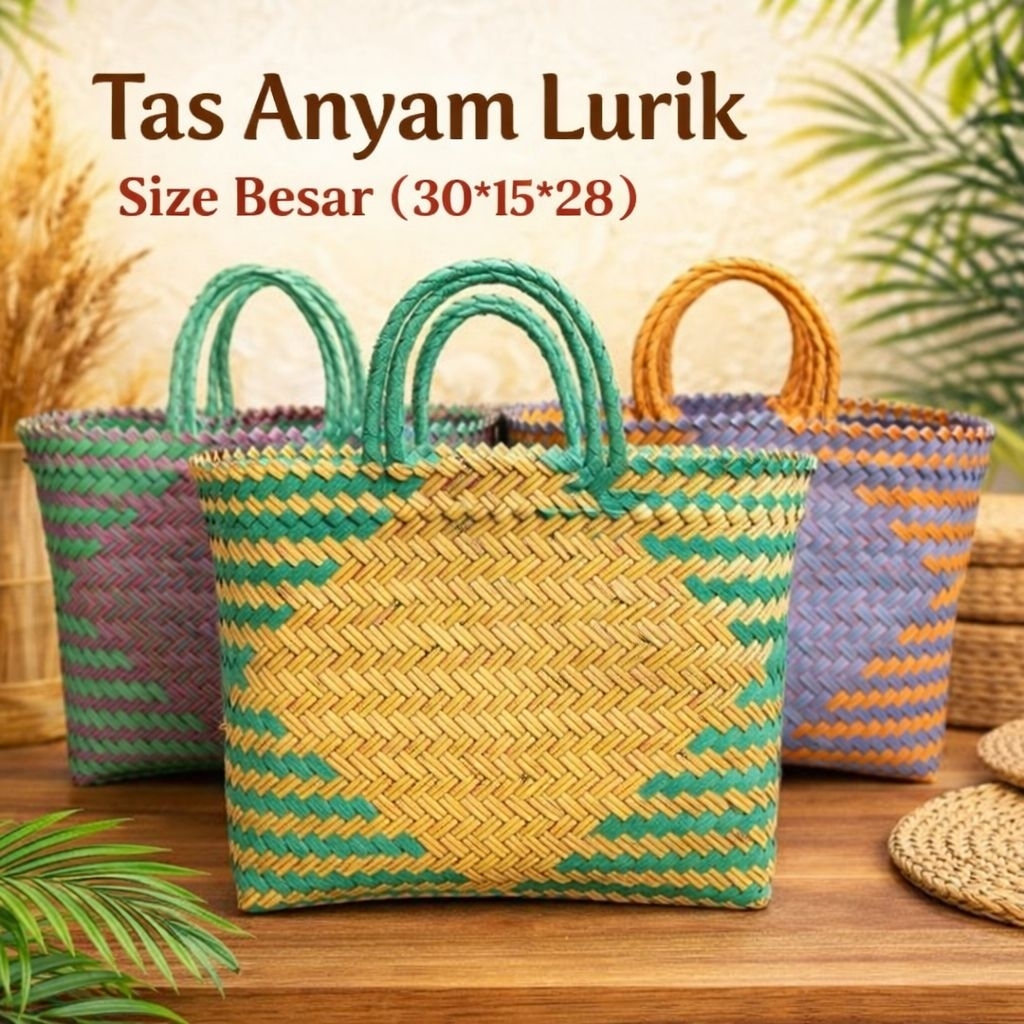 Tas Hampers Anyam Lurik Tas Keranjang Belanja Ukuran Besar