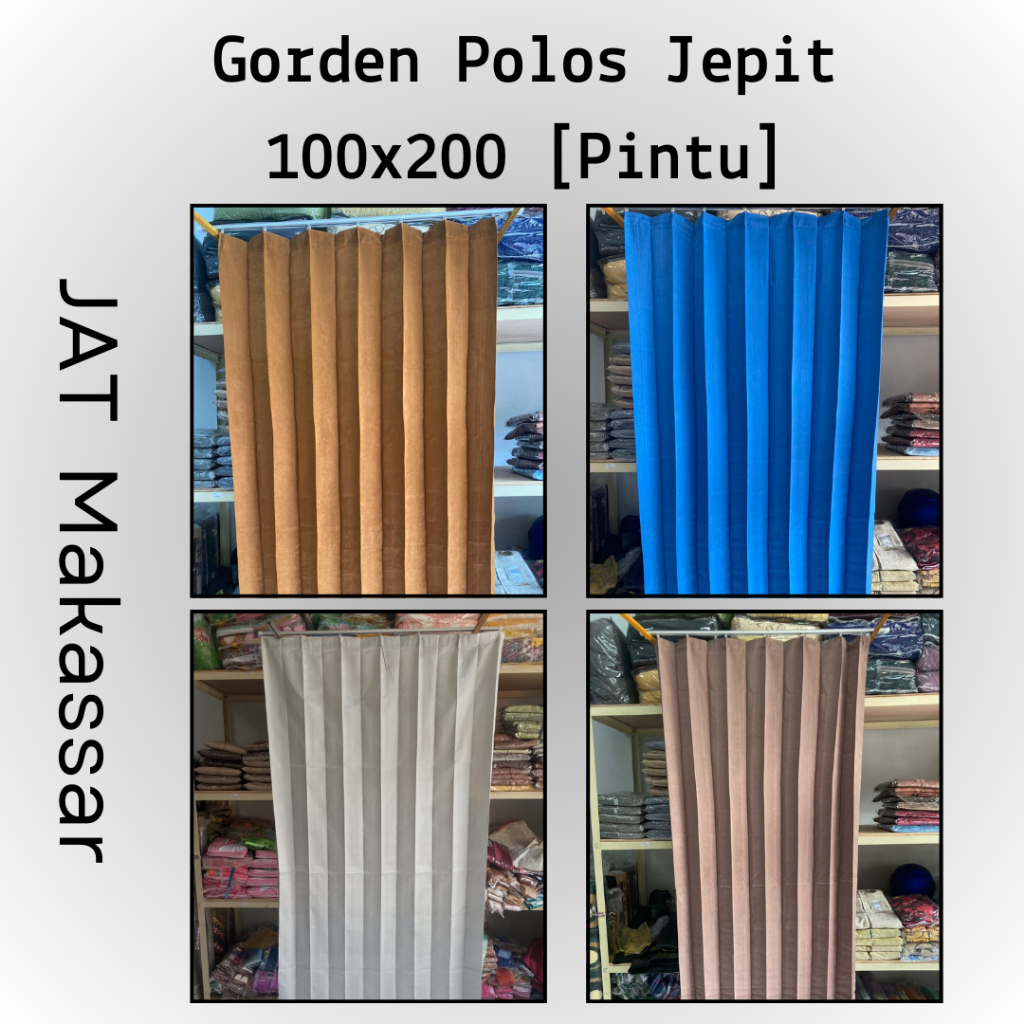 Gorden Pintu Kamar Polos Emboss Abeladove Plisket Jepit 100x200