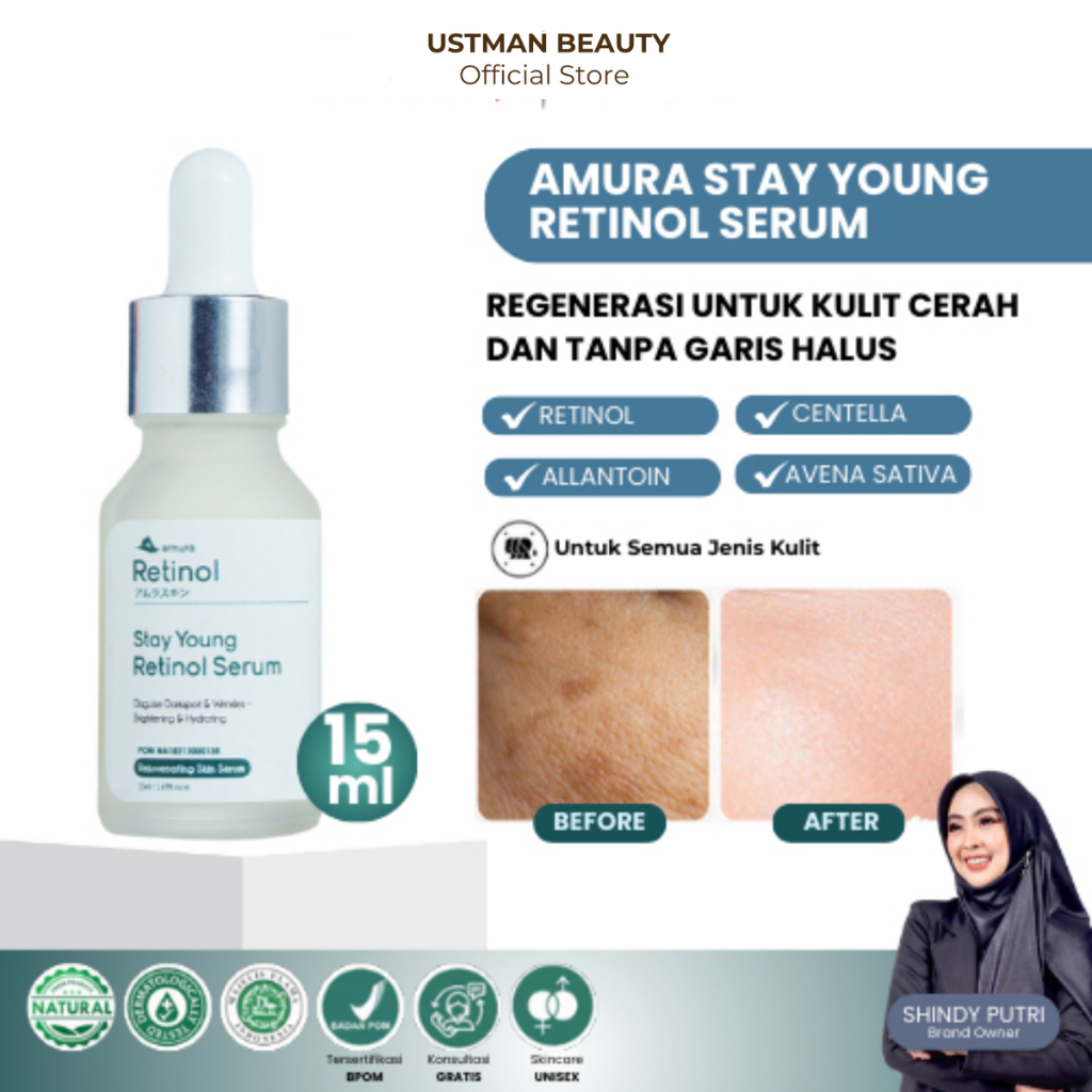 AMURA Skincare Retinol Serum Wajah Glowing Mencerahkan Wajah dan Menyerap Minyak Berlebih SALE
